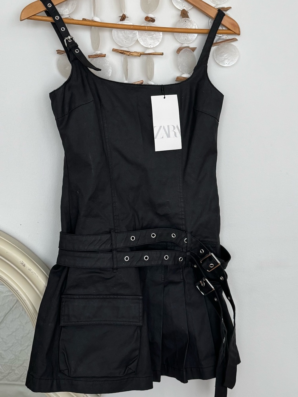 Zara Black Mini Dress with Belted Hardware